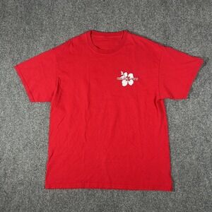 Trader Joe's Employee Men's Large Hibiscus Red T Shirt #3255